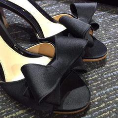 Cyflymder summer new sandals bow slippers fish mouth silk fine heels high Versatile women shoes sex pumps