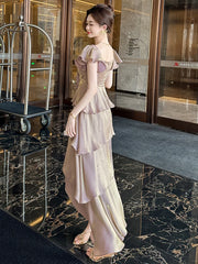 Cyflymder Sweet Holiday Long Dress Women Vacation Clothes Sexy Chic Bright Silk Tie Flowers Ruffles Maxi Robe Evening Party Prom Vestidos