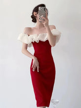 Cyflymder Sweet Hot Girl Pure Sexy Off Shoulder Dress for Women's Summer Slash Neck Slim Fit Party Dress Fashion Female Clothes