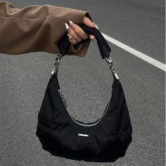 Cyflymder Vintage Women Underarm Bags,Designer Nylon Lightweight Casual Crescent Handbags,Versatile Fashion Shoulder Bag Purse for Commute