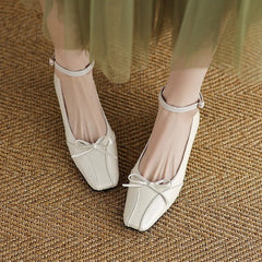 Cyflymder Shoes Woman 2025 Bow-Knot Female Footwear Square Toe Autumn Casual Sneaker Shallow Mouth Low Heels New Butterfly Dress Big Size