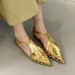 Cyflymder Flats Pointed Toe Sandals Women Summer Casual Shoes 2025 Fashion New Slippers Designer Beach Walking Cozy Trend