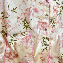 Cyflymder 3/4 Sleeve Pajamas Set Satin Homewear Women's Print Flower Sleep Set Loose Outfit Pyjamas Top&pants Lady Loungewear Nightwear