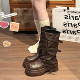 Cyflymder Designer Thick Heel Women Western Cowboy Boots Fashion Ladies Belt Buckle Knight Booties botas de inverno feminina