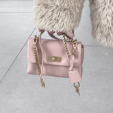 Cyflymder Harajuku Sweet Cute Pink Handbag Women Gold Lock Chain Shoulder Bag Ladies Chic Commuter Versatile Crossbody Bags Y2k Aesthetic