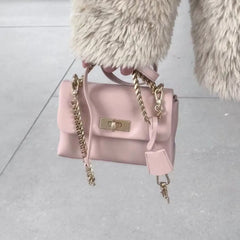 Cyflymder Harajuku Sweet Cute Pink Handbag Women Gold Lock Chain Shoulder Bag Ladies Chic Commuter Versatile Crossbody Bags Y2k Aesthetic
