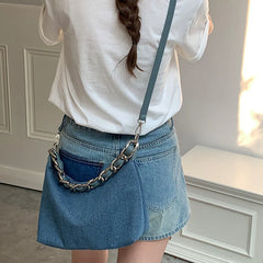 Cyflymder Casual Denim Dumplings Armpit Bag Female Chain Underarm Tote Handbags Summer New Design Daily Single Shoulder Crossbody Bags Sac