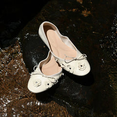 Cyflymder Flower women ballet flats bowknot casual mary janes