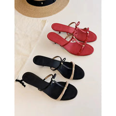 Cyflymder Women High Heel Slippers Mules Square Open Back Slip‑on Sandals Elegant Party Wedding Daily Wear Comfortable Mid Heel Ladies