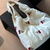 Cyflymder Sweet Y2k Aesthetic Embroidery Women Handbags Office Lady Casual Simple Underarm Bag Chic All Match Canvas Shoulder Bags Trendy