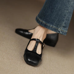 Cyflymder All-Match Square Toe Low Heels Summer Shoes Ladies Casual Female Sneakers Shallow Mouth Dress Flats Women 2025 Big Size Buckle S