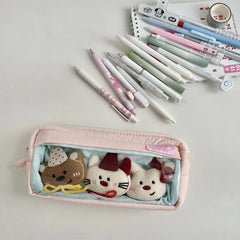 Cyflymder Korean Fashion Sweet Ita Pencil Case for Kids Girl DIY Decor Clear Badge Pin Organizer Portable Large Capacity Stationery Bag