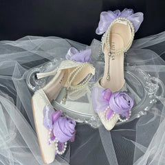 Cyflymder purple luxury designer heels high heels elegant lolita y2k accessories bridal heel wedding bride shoes Japanese style JK shoes