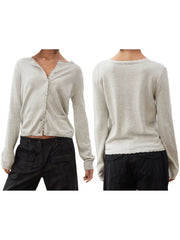 Cyflymder Ladies Autumn Winter Cable Knit Cardigan Chic Ribbed Button Up Round Neck Long Sleeve Sweater Coat with Pockets