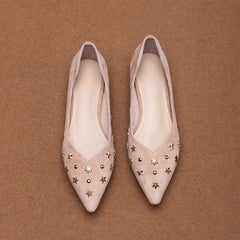 Cyflymder Spring And Autumn Slip-on Shallow-toe Flats, Women's Light Luxury Shallow-toe Suede Elegant And Gentle Low-heeled