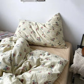 Cyflymder Ins Style Cotton Bedding Set Vintage Floral Fitted Sheet Duvet Cover Pillowcase Full Queen Boy Girls Dormitory Bedclothes Gift