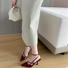 Cyflymder New Summer High Heels Women Sandals Fashion Pointed Toe Buckle Strap Elegant Party Banquet Dress Shoes
