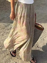 Cyflymder Women Flower Print See Through Pants Pleated Loose Trousers Spring New Fashion Summer Holiday Casual High Street Sweatpants