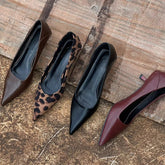 Cyflymder Spring Vintage Women Leopard Pumps Shoes Fashion Pointed Toe Slip on Shoes Concise Office Lady Shoes