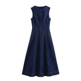 Cyflymder Fashionable French Style Sleeveless round Neck Denim Dress Elegant Atmosphere ZR Women's Spring Summer New Arrival Dress