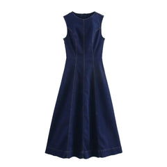 Cyflymder Fashionable French Style Sleeveless round Neck Denim Dress Elegant Atmosphere ZR Women's Spring Summer New Arrival Dress
