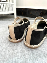 Cyflymder Pointed Toe Mary Jeans Flats Shoes Women Velvet Black Cloth Ballet Flats Spring Autumn Hand Stitch Buckle Strap Shoes Footwear