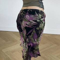 Cyflymder Literary Vinatge Korean Summer Mesh Skirts Y2k Elgant Fairy Flower Print All Match Casual Punk Jupe Harajuku Hiigh Street Skirt