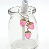 Cyflymder New Cute Fruit Keychain 3D Acrylic Cherry Peach Apple Strawberry Keyring Car Holder Bag Pendant Accessories Jewellery Gift Girl