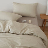 Cyflymder Nordic Style Pure Cotton Solid Bedding Sets Luxury Skin-Friendly Duvet Cover Fitted Sheet Pillowcase Single Queen Size Quilt Set