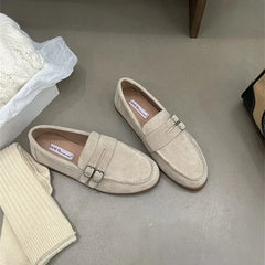 Cyflymder Retro French Style Smooth Leather Flats Women's Single Shoes Autumn Collection Comfortable Casual Loafers For Ladies