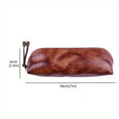 Cyflymder Handmade Vintage Glasses Cases Full-Grain Leather Glasses Case Distressed Plant-Tanned Pouch Rustic Eyewear Storage Bag With Zipper Closure