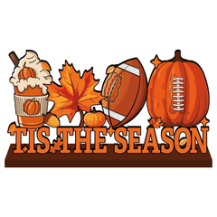 Lanfubeisi Fall Decorations for Home,Fall Football Theme Wooden Table Centerpiece Tis the Season Sign 11.8x6 in, Autumn Harvest Thanksgiving