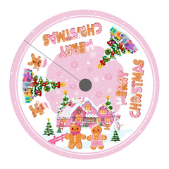 Lanfubeisi 48 inch Pink Christmas Tree Skirt,Pink Gingerbread Christmas Decor,Gingerbread Tree Skirt, for Christmas Decorations Home Party Decor