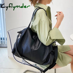 Big Black Shoulder Bags For Women Large Hobo Shopper Bag Solid Color Quality Soft Leather Crossbody