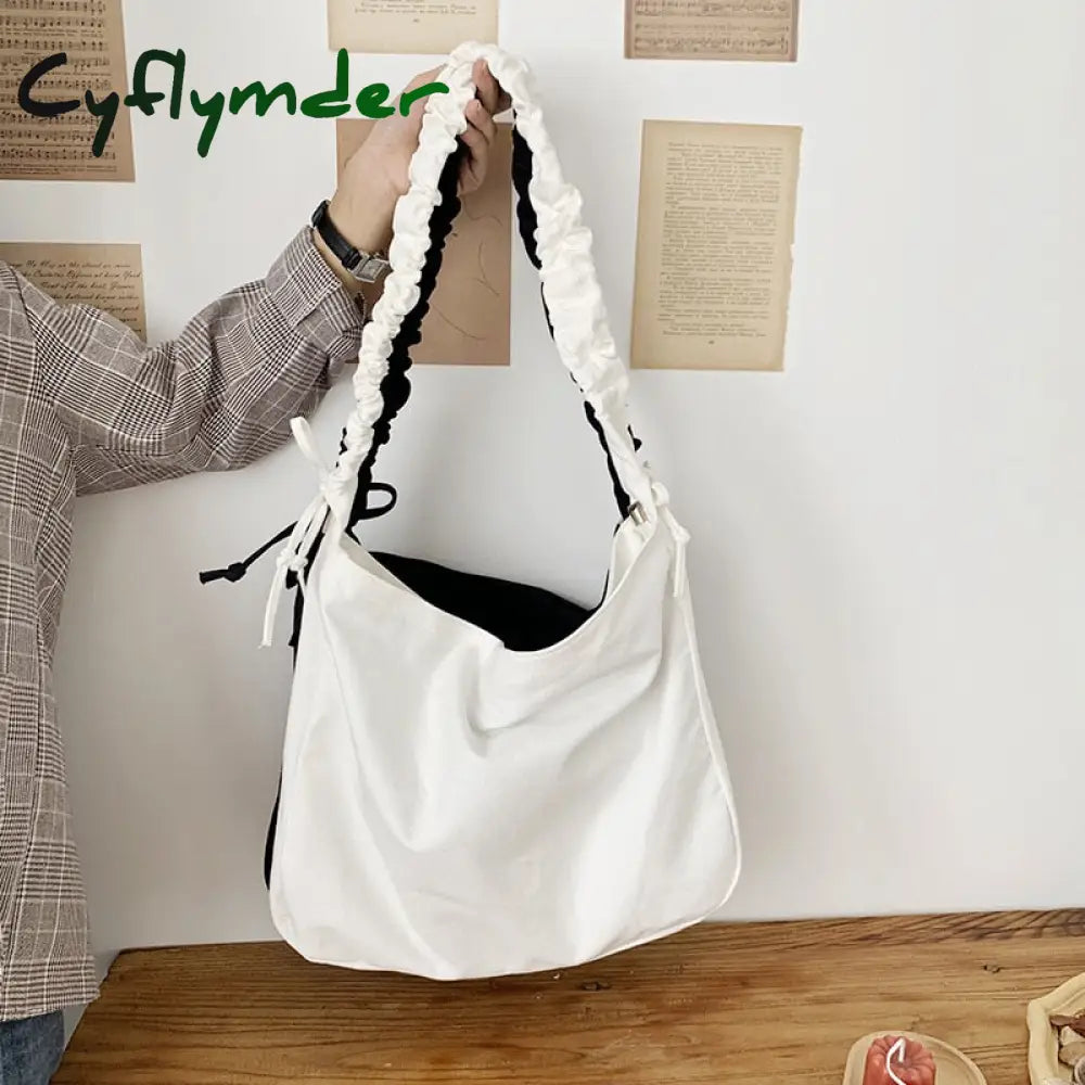 Canvas Shopping Bag High Capacity Women’s Crossbody Female Reusable Casual Lightweight Shopper