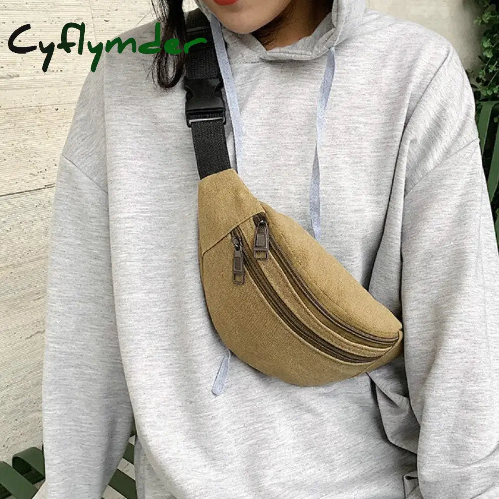Casual Canvas Waist Bag Unisex Functional Mobile Phone Men And Women Convenient Belt Banana Fanny