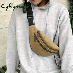 Casual Canvas Waist Bag Unisex Functional Mobile Phone Men And Women Convenient Belt Banana Fanny