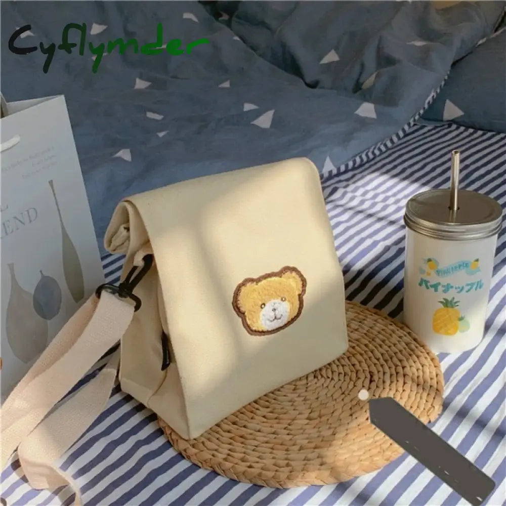 Casual Cute Bear Messenger Bag Girl Canvas Shoulder Women Fashion Crossbody Student