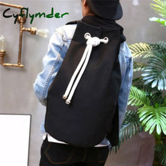 Casual Men Canvas Large Capacity Barrel Backpack Simple Travel Rucksack Army Green Back Pack