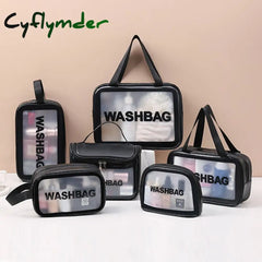 Cflymder Waterproof Washbag Transparent Cosmetic Case Large Capacity Portable Travel Makeup