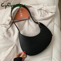 Crescent Small Tote Handbags Women’s Luxury Brand Leather Shoulder Bags Female Clutch Ladies