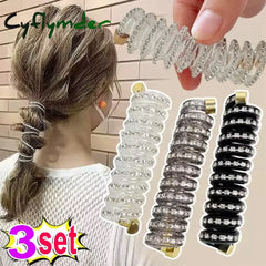 Cyflymder 1/3Pcs Fashion Ponytail Elastic Hair Bands for Women Telephone Wire Hair Ties Scrunchies Hairbands Girls Hair