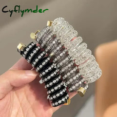Cyflymder 1/3Pcs Fashion Ponytail Elastic Hair Bands for Women Telephone Wire Hair Ties Scrunchies Hairbands Girls Hair