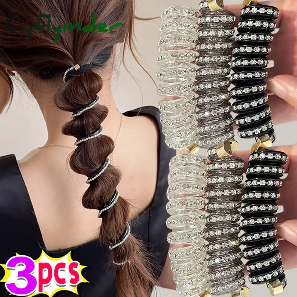 Cyflymder 1/3Pcs Fashion Ponytail Elastic Hair Bands for Women Telephone Wire Hair Ties Scrunchies Hairbands Girls Hair