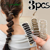 Cyflymder 1/3Pcs Rhinestone Telephone Line Hair Loop Women Crystal Ponytail High Elastic Hairbands Girls Resin Hair