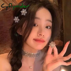 Cyflymder 1/5pcs Winter Rhinestone Snowflake Side Clip Hair Pins Christmas New Year Sweet Cute Pearl Barrettes Female