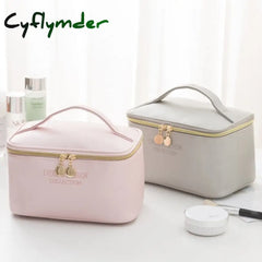 Cyflymder 1 Pc Large Women Cosmetic Bag Pu Leather Waterproof Zipper Make Up Travel Washing Makeup