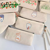 Cyflymder 1 Pcs Kawaii Pencil Case Bear Canvas Box Pencilcase Bag School Supplies Stationery