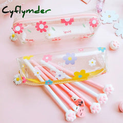 Cyflymder 1 Pcs Kawaii Pencil Case Flower School Box Pencilcase Bag Supplies Stationery