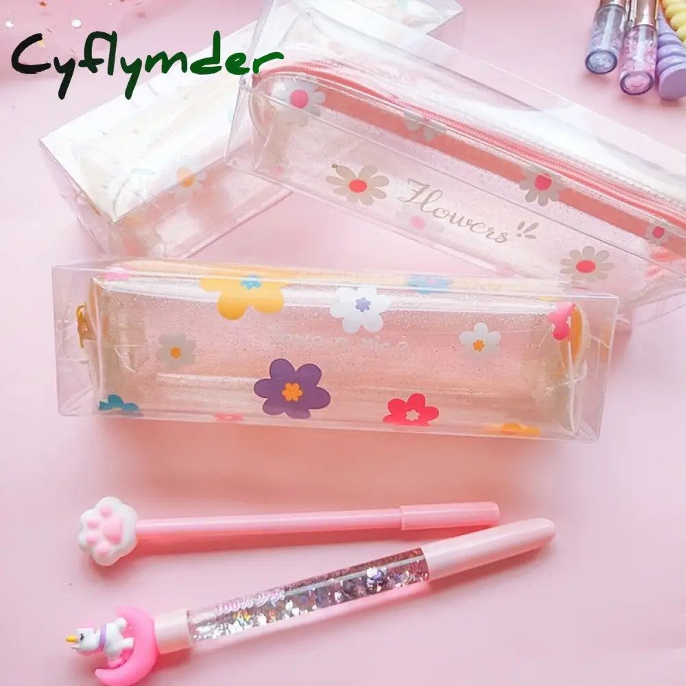 Cyflymder 1 Pcs Kawaii Pencil Case Flower School Box Pencilcase Bag Supplies Stationery